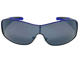 Classic Contemporary Modern Wrap Style SUNGLASSES Sleek Black & Blue Frame 3734