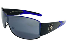 Classic Contemporary Modern Wrap Style SUNGLASSES Sleek Black & Blue Frame 3734