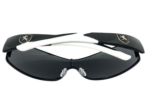 Classic Contemporary Modern Wrap Style SUNGLASSES Sleek Black & White Frame 3734