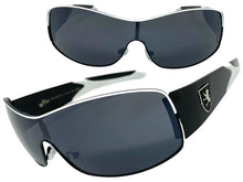 Classic Contemporary Modern Wrap Style SUNGLASSES Sleek Black & White Frame 3734