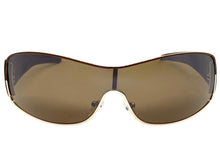 Classic Contemporary Modern Wrap Style SUNGLASSES Sleek Gold & Brown Frame 3734