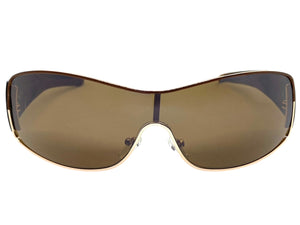 Classic Contemporary Modern Wrap Style SUNGLASSES Sleek Gold & Brown Frame 3734