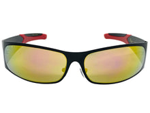 Classic Contemporary Modern Wrap Style SUNGLASSES Sleek Black & Red Frame 3727