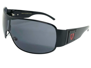 Classic Contemporary Modern Wrap Shield Style SUNGLASSES Sleek Black Frame 3410