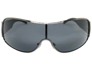 Classic Contemporary Modern Wrap Shield Style SUNGLASSES Sleek Gunmetal Frame 3410