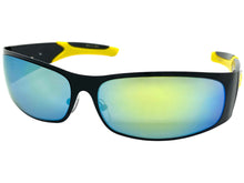 Classic Contemporary Modern Wrap Style SUNGLASSES Sleek Black & Yellow Frame 3727