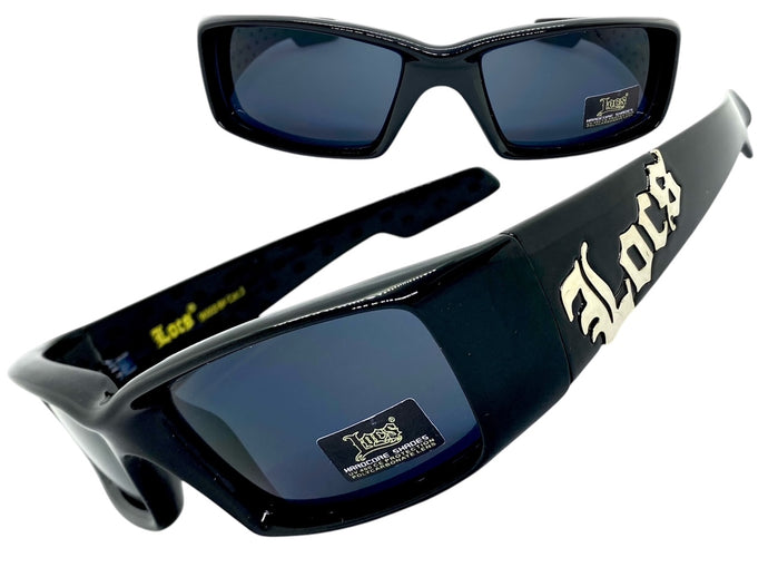 Classic Hardcore Biker Gangster Style LOCS SUNGLASSES Black Frame Dark Lens 9052