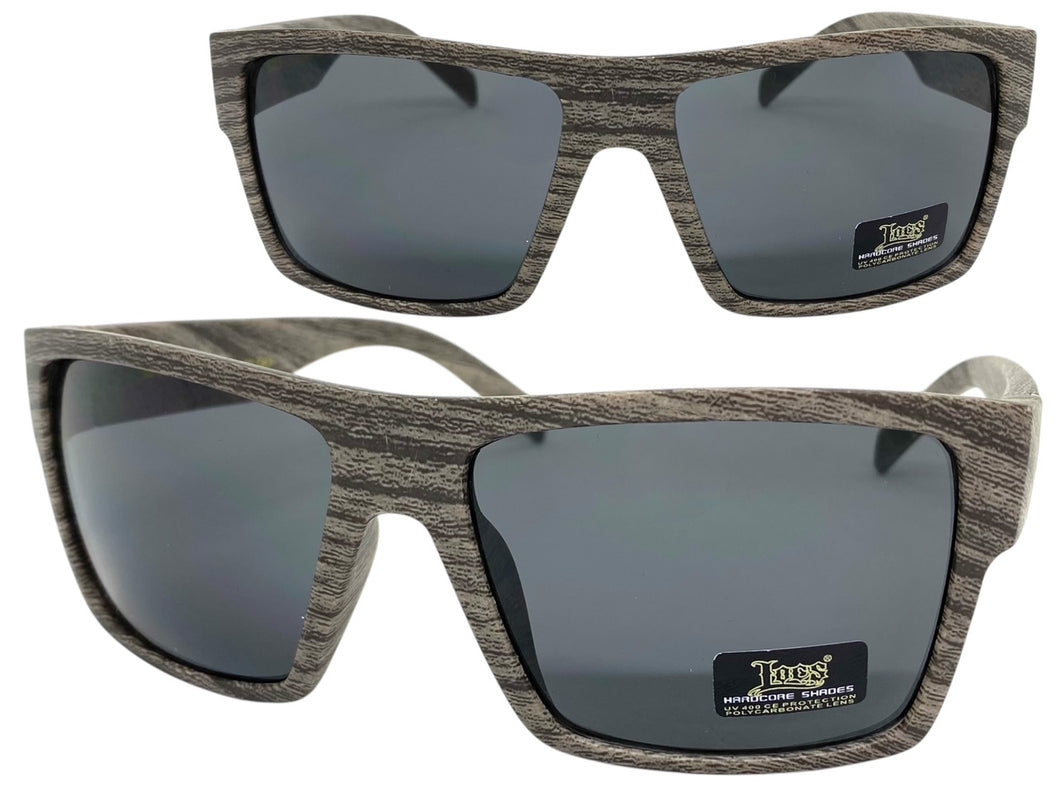 Classic Sporty Hardcore Biker Style LOCS SUNGLASSES Square Wood Print Frame 91189