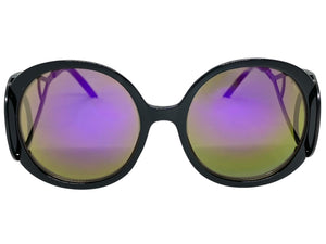 Exaggerated Vintage Retro Hippie Style SUNGLASSES Round Black Frame 7150