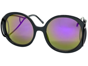 Exaggerated Vintage Retro Hippie Style SUNGLASSES Round Black Frame 7150