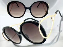 Exaggerated Vintage Retro Hippie Style SUNGLASSES Round Black Frame 7150