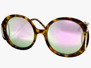 Exaggerated Vintage Retro Hippie Style SUNGLASSES Round Leopard Frame 7150