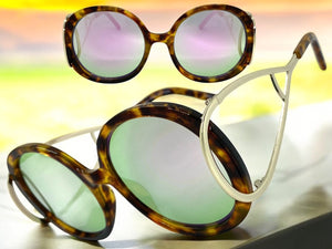 Exaggerated Vintage Retro Hippie Style SUNGLASSES Round Leopard Frame 7150