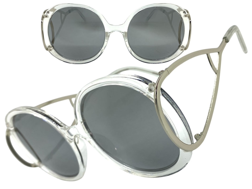 Exaggerated Vintage Retro Hippie Style SUNGLASSES Round Clear Frame 7150