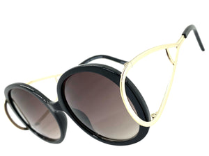 Exaggerated Vintage Retro Hippie Style SUNGLASSES Round Black Frame 7150