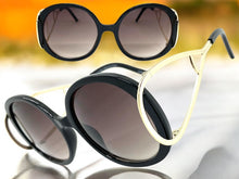 Exaggerated Vintage Retro Hippie Style SUNGLASSES Round Black Frame 7150