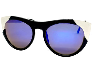 Exaggerated Funky Vintage Retro Style SUNGLASSES Black & Silver Frame 6616