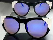Exaggerated Funky Vintage Retro Style SUNGLASSES Black & Silver Frame 6616