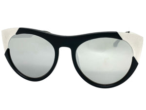 Exaggerated Funky Vintage Retro Style SUNGLASSES Black & Silver Frame 6616