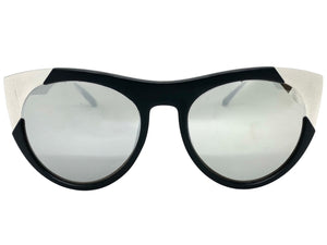Exaggerated Funky Vintage Retro Style SUNGLASSES Black & Silver Frame 6616