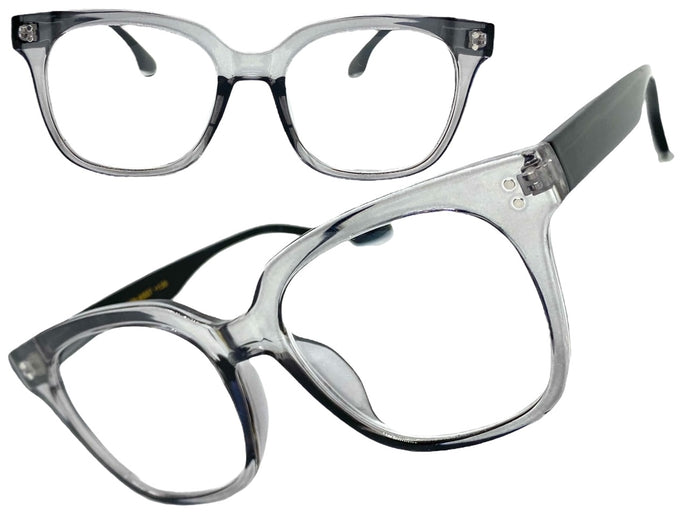 Classic Vintage Retro Style READING GLASSES READERS Gray Frame Lens Strength +2.25