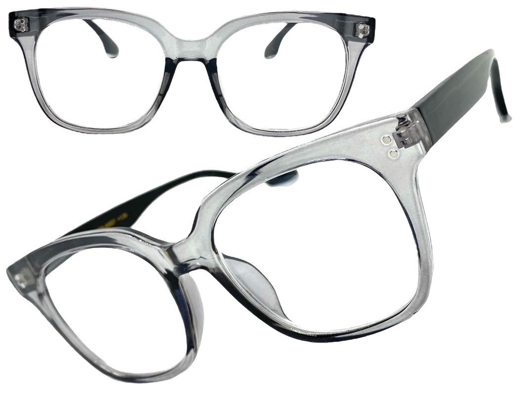 Classic Vintage Retro Style READING GLASSES READERS Gray Frame Lens Strength +1.50