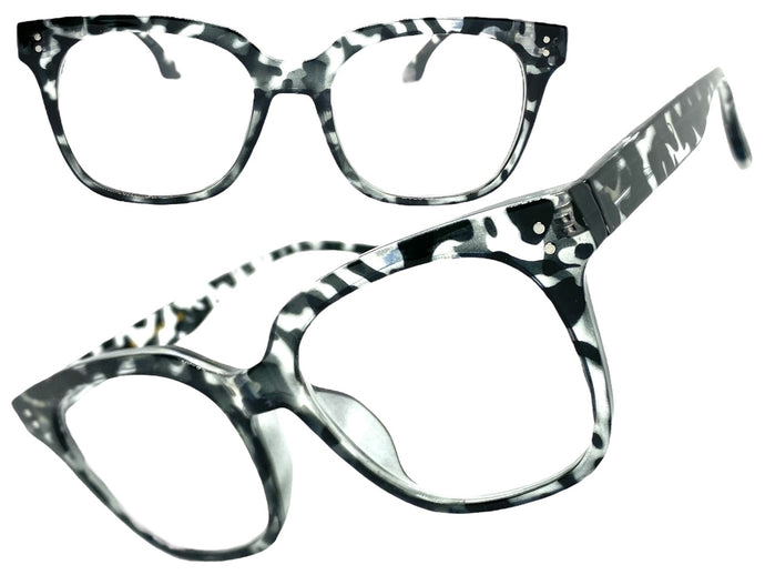 Classic Vintage Retro Style READING GLASSES READERS Gray Tortoise Frame Lens Strength +2.00