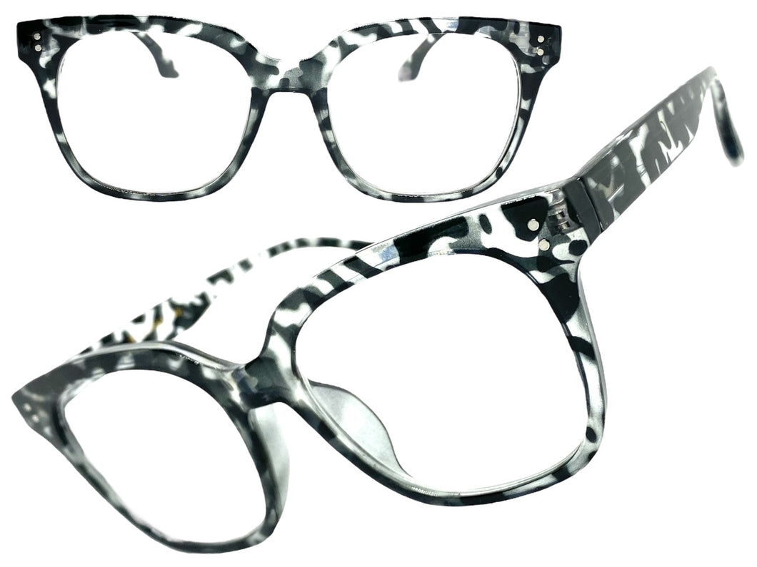Classic Vintage Retro Style READING GLASSES READERS Gray Tortoise Frame Lens Strength +1.50