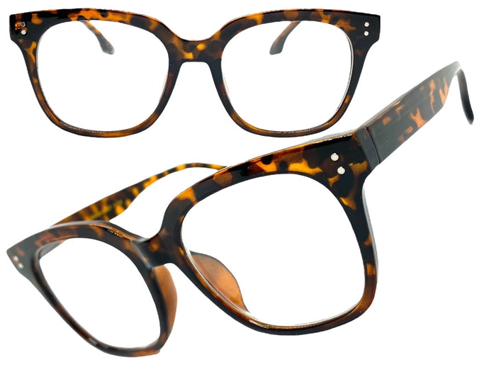 Classic Vintage Retro Style READING GLASSES READERS Tortoise Frame Lens Strength +2.00