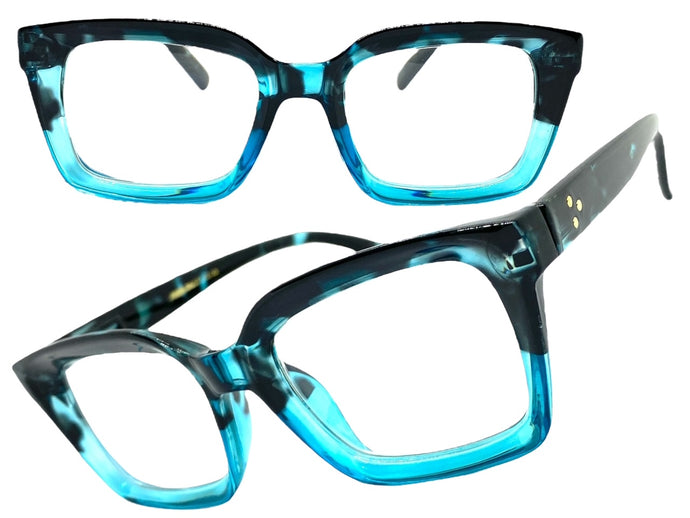 Classic Vintage Retro Style READING GLASSES READERS Turquoise Tortoise Frame Lens Strength +2.50