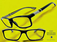 Sleek Contemporary Modern Sporty Style READING GLASSES READERS Black Frame Lens Strength +1.00