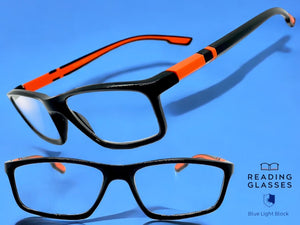 Sleek Contemporary Modern Sporty Style READING GLASSES READERS Black Frame Lens Strength +2.00