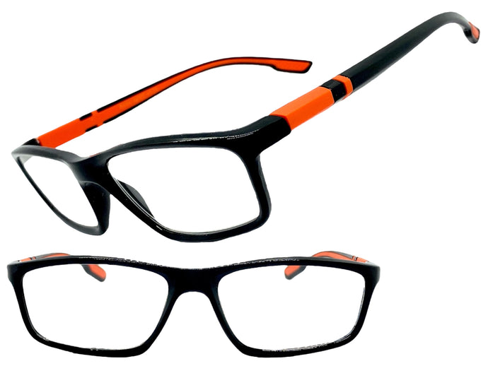 Sleek Contemporary Modern Sporty Style READING GLASSES READERS Black Frame Lens Strength +2.00