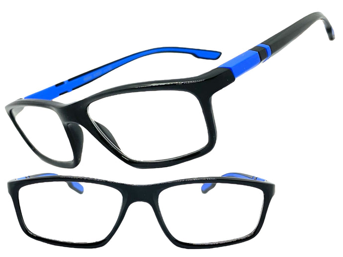 Sleek Contemporary Modern Sporty Style READING GLASSES READERS Black Frame Lens Strength +2.50