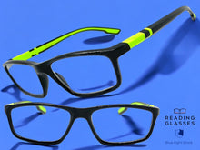 Sleek Contemporary Modern Sporty Style READING GLASSES READERS Black Frame Lens Strength +2.50