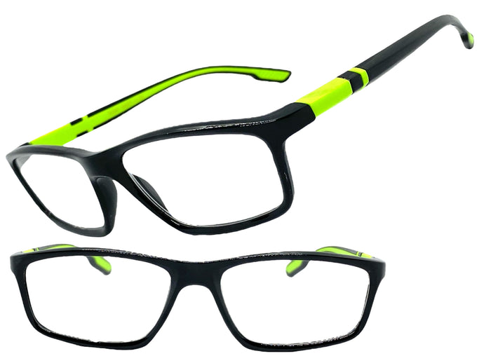 Sleek Contemporary Modern Sporty Style READING GLASSES READERS Black Frame Lens Strength +1.50