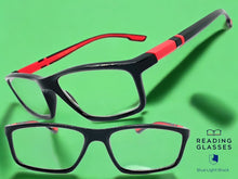 Sleek Contemporary Modern Sporty Style READING GLASSES READERS Black Frame Lens Strength +1.50
