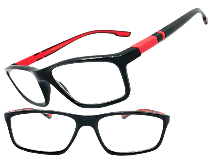 Sleek Contemporary Modern Sporty Style READING GLASSES READERS Black Frame Lens Strength +3.00