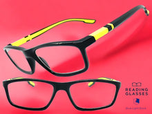 Sleek Contemporary Modern Sporty Style READING GLASSES READERS Black Frame Lens Strength +2.00