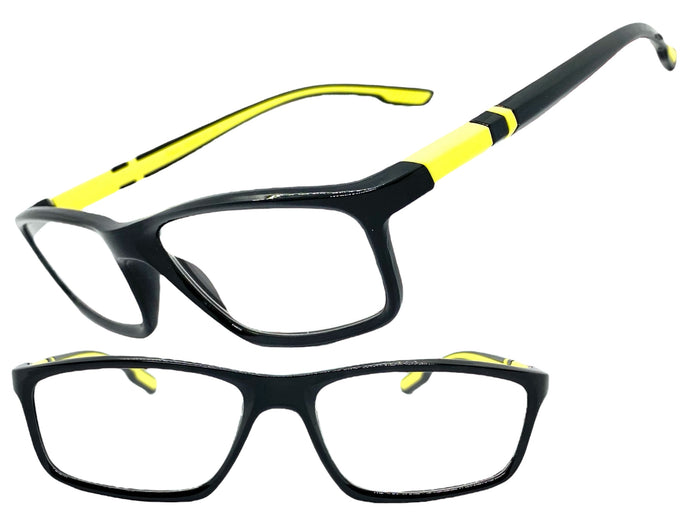 Sleek Contemporary Modern Sporty Style READING GLASSES READERS Black Frame Lens Strength +2.00