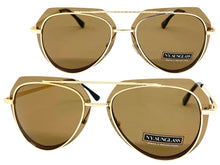 Classic Vintage Retro Aviator Style SUNGLASSES Gold Metal Frame 3375