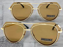 Classic Vintage Retro Aviator Style SUNGLASSES Gold Metal Frame 3375
