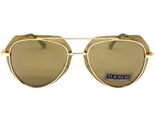 Classic Vintage Retro Aviator Style SUNGLASSES Rose Gold Metal Frame 3375