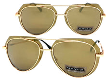 Classic Vintage Retro Aviator Style SUNGLASSES Rose Gold Metal Frame 3375