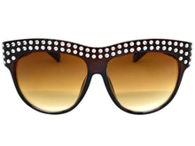 Oversized Luxurious Vintage Retro Style SUNGLASSES Large Bling Brown Frame E1290