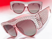 Oversized Luxurious Vintage Retro Style SUNGLASSES Large Thick Bling Pink Frame E1349