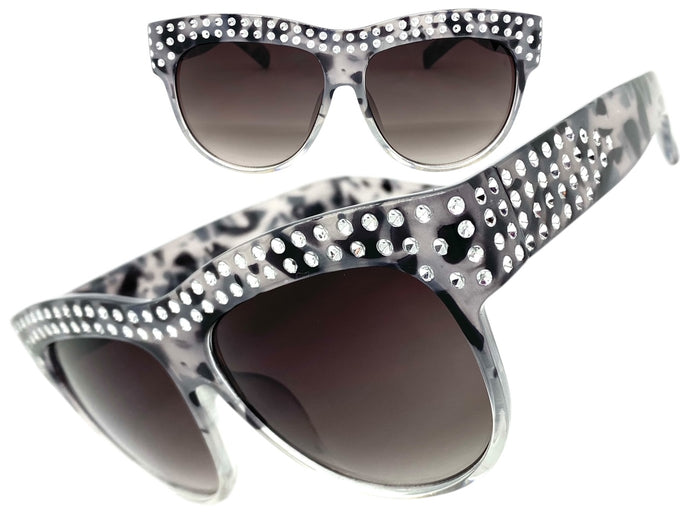 Oversized Luxurious Vintage Retro Style SUNGLASSES Large Bling Gray Tortoise Frame E1290