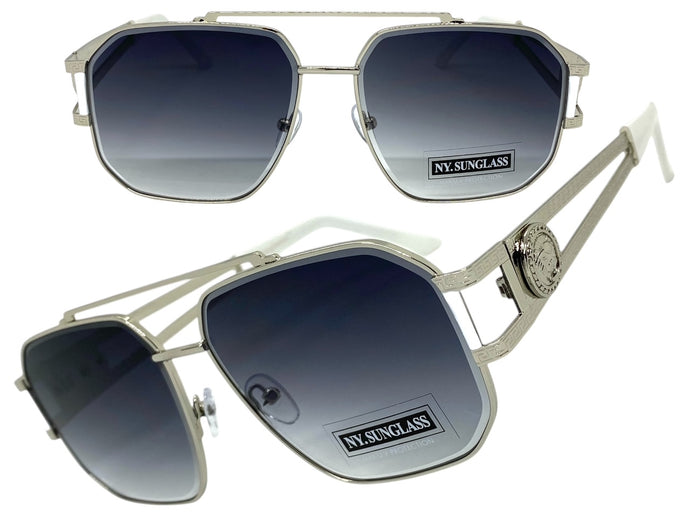 Classic Vintage Retro Hip Hop Aviator Style SUNGLASSES Silver Frame 5509