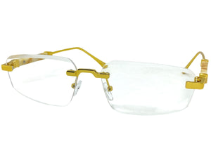 Classy Elegant Luxury Modern Style Clear Lens EYEGLASSES Rimless Gold Frame 5335