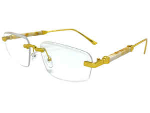 Classy Elegant Luxury Modern Style Clear Lens EYEGLASSES Rimless Gold Frame 5335